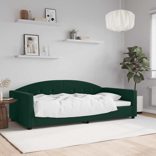 vidaXL Lit de repos sans matelas vert fonc&eacute; 100x200 cm velours