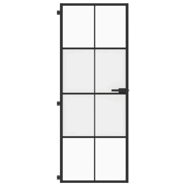 vidaXL Porte int&eacute;rieure mince noir 76x201,5 cm verre tremp&eacute; aluminium