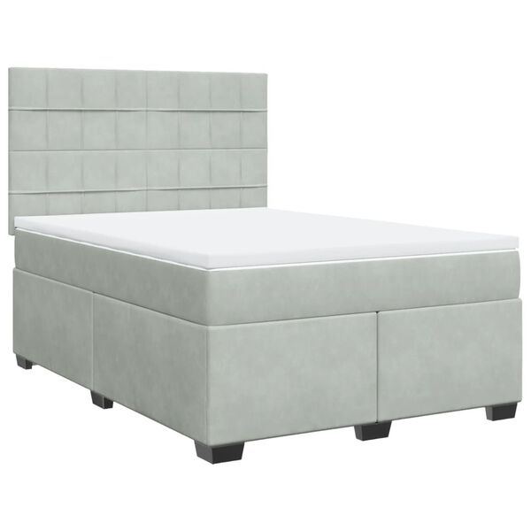 vidaXL Sommier &agrave; lattes de lit et matelas Gris clair 140x200cm Velours
