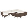 vidaXL Salon de jardin 12 pcs avec coussins R&eacute;sine tress&eacute;e Marron