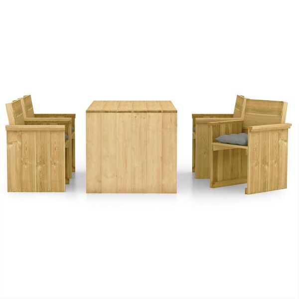 vidaXL Ensemble &agrave; manger de jardin 5 pcs avec coussins pin impr&eacute;gn&eacute;