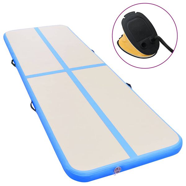 vidaXL Tapis gonflable de gymnastique avec pompe 600x100x10cm PVC Bleu
