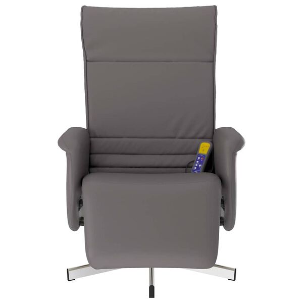 vidaXL Fauteuil inclinable de massage repose-pieds gris similicuir