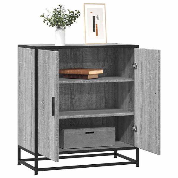 vidaXL Buffet sonoma gris 68x35x76 cm bois d'ing&eacute;nierie et m&eacute;tal