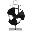 vidaXL Ventilateur de po&ecirc;le aliment&eacute; par chaleur 3 pales Noir