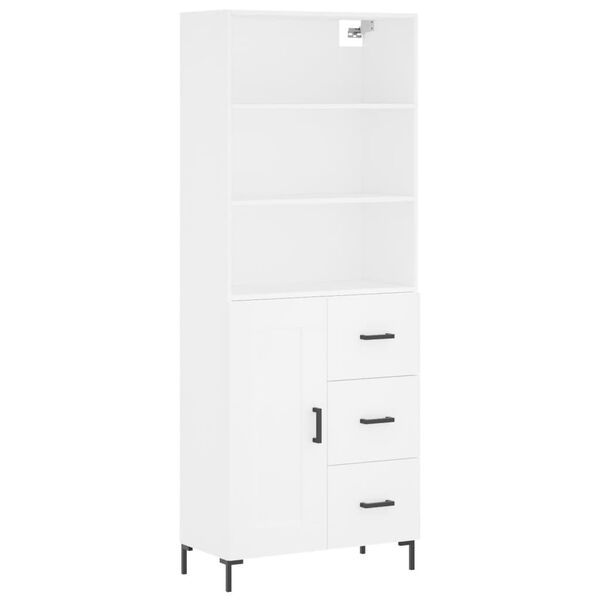 vidaXL Buffet haut Blanc 69,5x34x180 cm Bois d'ing&eacute;nierie