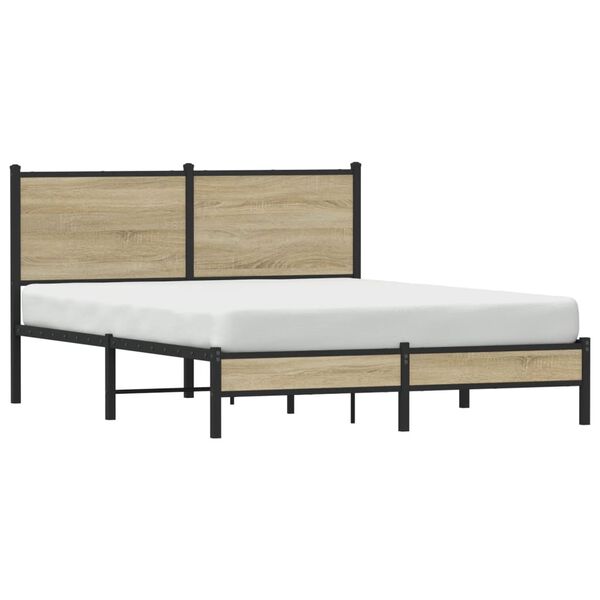vidaXL Cadre de lit en métal sans matelas chêne sonoma 150x200 cm