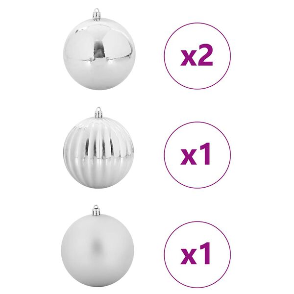 vidaXL Ensemble de Boules de Noël 4 pcs Argent Plastique