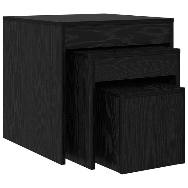 vidaXL Table basse 3 pcs Ch&ecirc;ne noir Bois d'ing&eacute;nierie