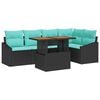 vidaXL Ensemble de salle &agrave; manger pour jardin 6 pcs Noir et Sarcelle