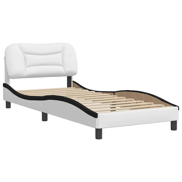 vidaXL Cadre de lit sans matelas Hvar blanc et noir 80x200 cm similicuir