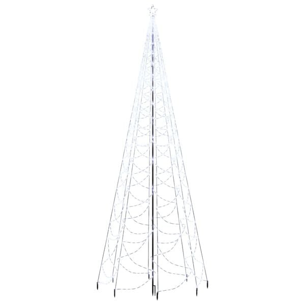 vidaXL Arbre de No&euml;l avec poteau en m&eacute;tal 1400 LED blanches froides 5m
