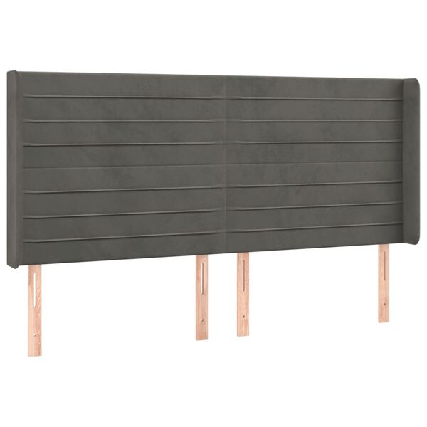 vidaXL T&ecirc;te de lit &agrave; LED Gris fonc&eacute; 163x16x118/128 cm Velours