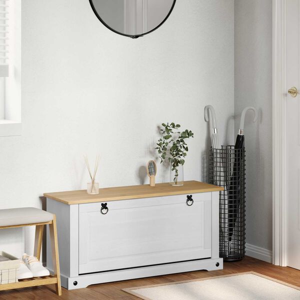 vidaXL Cabinet &agrave; chaussures Corona Blanc 99 x 32 x 49 cm Pin massif