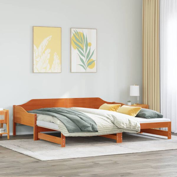 vidaXL Lit de jour et lit gigogne sans matelas 90x200 cm bois massif