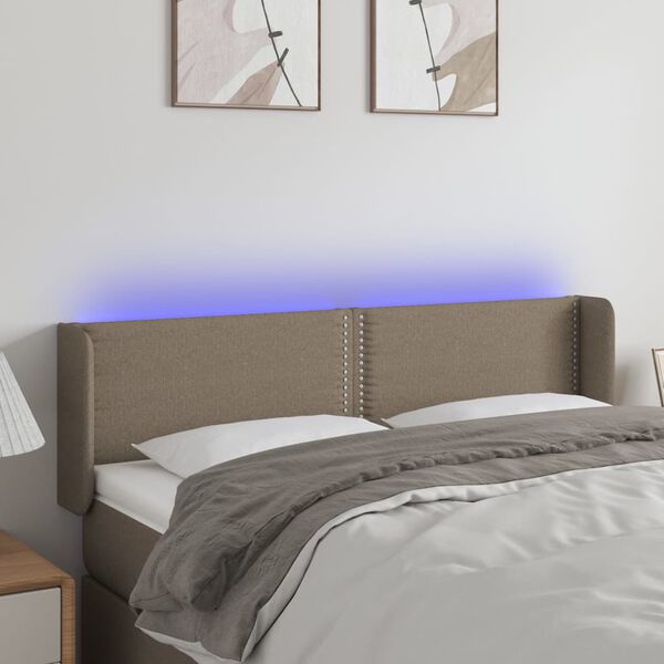 vidaXL T&ecirc;te de lit &agrave; LED Taupe 147x16x78/88 cm Tissu