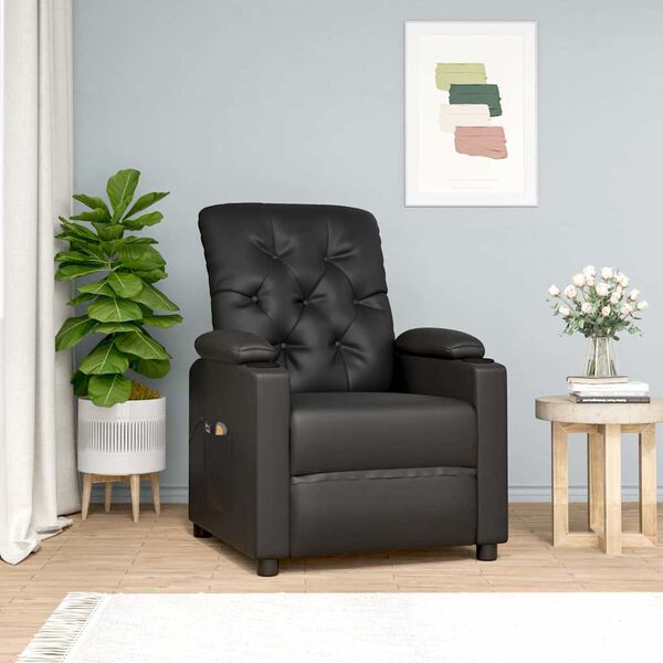 vidaXL Fauteuil de massage Noir Similicuir