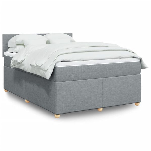 vidaXL Sommier &agrave; lattes de lit avec matelas Gris clair 160x200cm Tissu