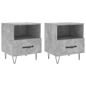 vidaXL Tables de chevet 2pcs gris b&eacute;ton 40x35x47,5cm bois d&rsquo;ing&eacute;nierie