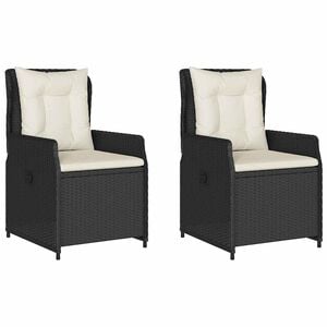 vidaXL Chaises inclinables de jardin lot de 2 noir r&eacute;sine tress&eacute;e