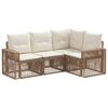 vidaXL Ensemble de canap&eacute; de jardin 4 pc 4 place Beige et blanc cr&egrave;me