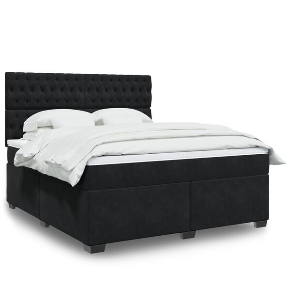 vidaXL Sommier &agrave; lattes de lit avec matelas Noir 180x200 cm Velours