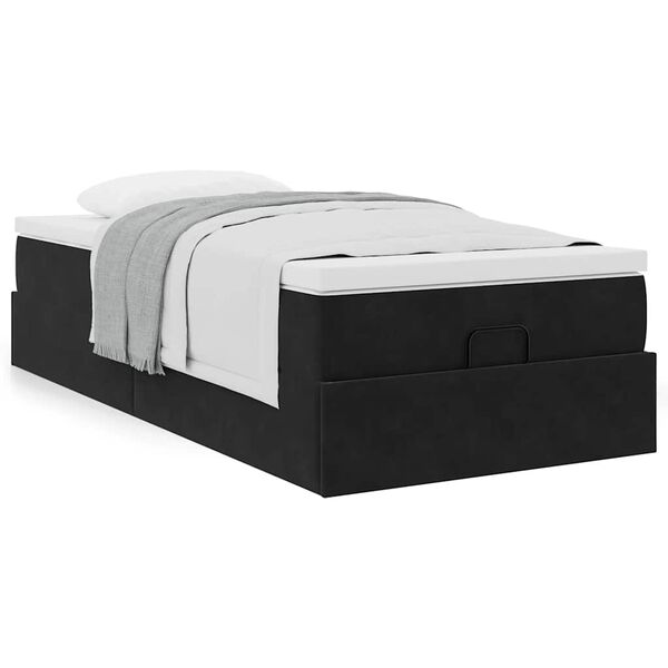 vidaXL Cadre de lit ottoman avec matelas noir 80x200 cm velours