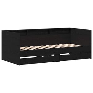 vidaXL Lit d'appoint Ch&ecirc;ne noir 90 x 190 cm Bois d'ing&eacute;nierie