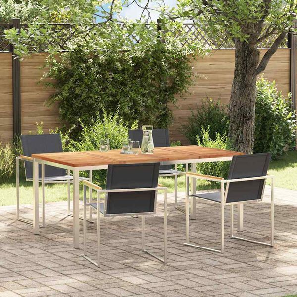 vidaXL EnsembledeRepasdeJardin 5 pcs Teck massif