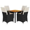 vidaXL Ensemble &agrave; manger de jardin coussins 5pcs Noir R&eacute;sine tress&eacute;e