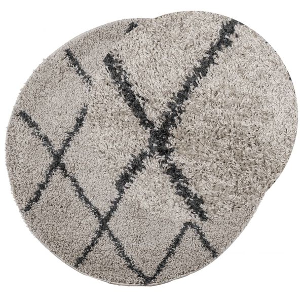 vidaXL Tapis shaggy &agrave; poils longs moderne beige et anthracite &Oslash; 100 cm