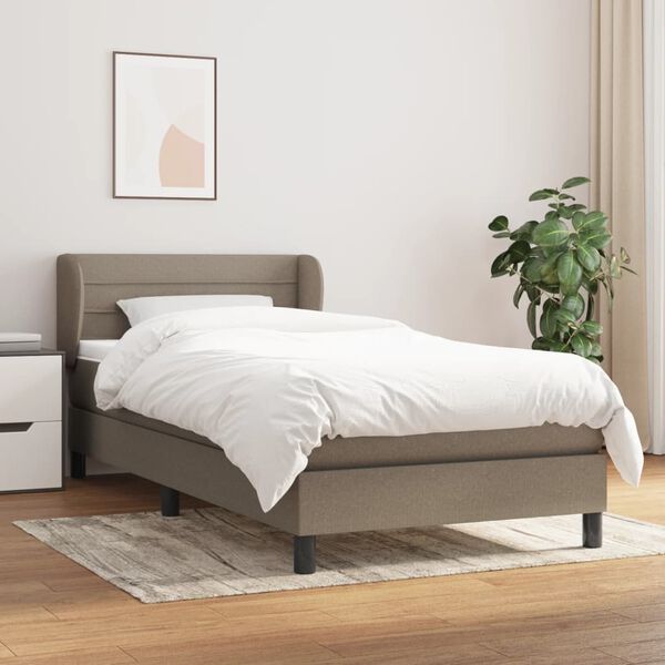 vidaXL Sommier &agrave; lattes de lit avec matelas Taupe 90x190 cm Tissu