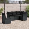 vidaXL Salon de jardin 5 pcs avec coussins noir résine tressée