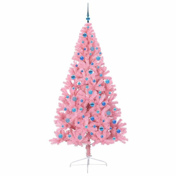 vidaXL Sapin de No&euml;l artificiel pr&eacute;-&eacute;clair&eacute; Rose 240 cm PVC