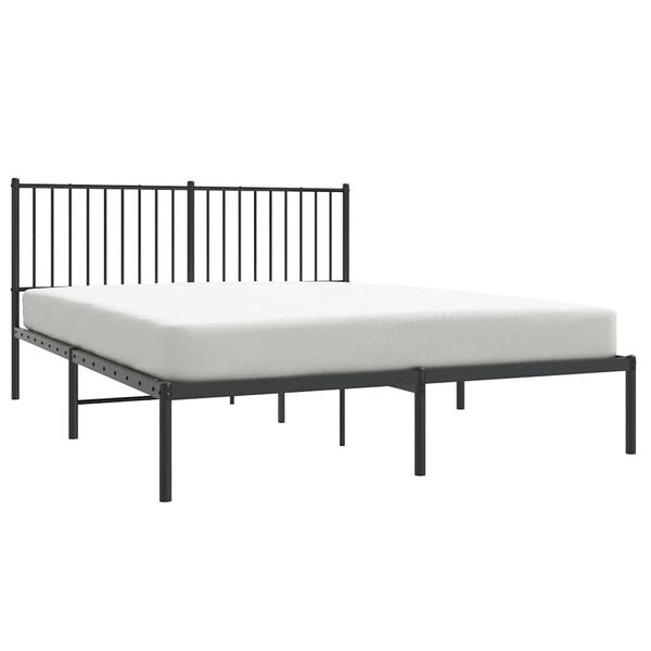 vidaXL Cadre de lit métal sans matelas et tête de lit noir 160x200 cm