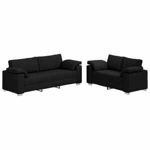 vidaXL Canap&eacute; 2 pcs Noir 219 x 80 x 82 cm tissu