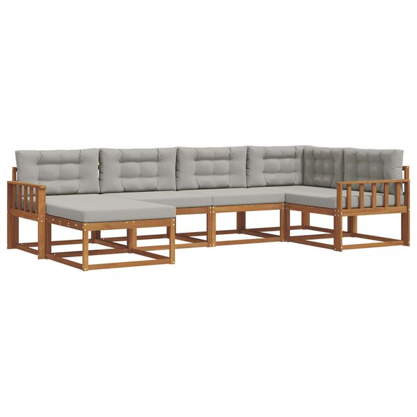 vidaXL Ensemble de canap&eacute;s d'ext&eacute;rieur 6 pcs Gris Naturel et Clair