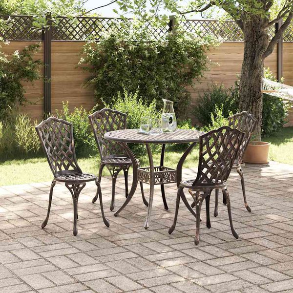 vidaXL Ensemble de salle &agrave; manger pour jardin 5 pcs Bronze Aluminium