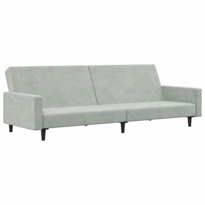 vidaXL Canapé-lit à 2 places avec repose-pied gris clair velours