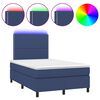 vidaXL Sommier &agrave; lattes de lit matelas et LED bleu 120x190 cm tissu