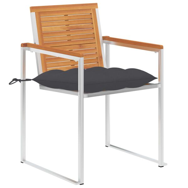 vidaXL Chaises de jardin avec coussins lot de 2 Acacia solide et acier