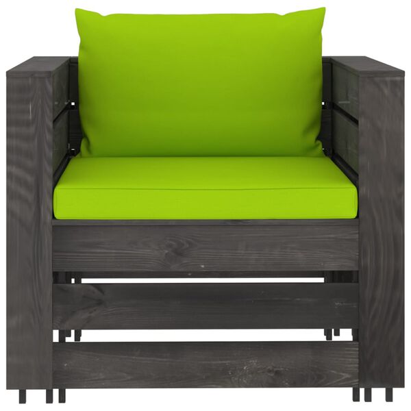 vidaXL Salon de jardin 7 pcs avec coussins Bois impr&eacute;gn&eacute; de gris