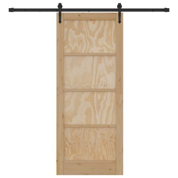 vidaXL Porte coulissante ORKDAL Naturel et Noir 83 x 202 cm Pin massif