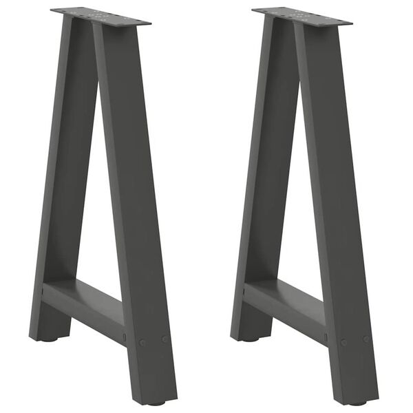 vidaXL Pieds de table &agrave; manger en forme de A 2 pi&egrave;ces Anthracite 50 x (72-73) cm Acier