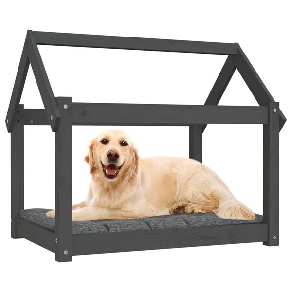 vidaXL Lit pour chien Gris 81x60x70 cm Bois de pin solide