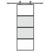 vidaXL Porte coulissante noir 76x205 cm verre trempé aluminium