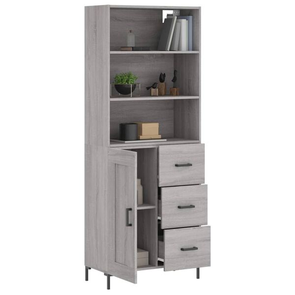 vidaXL Buffet haut Sonoma gris 69,5x34x180 cm Bois d'ing&eacute;nierie