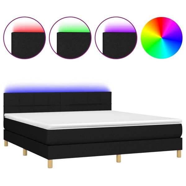 vidaXL Sommier &agrave; lattes de lit avec matelas LED Noir 180x200 cm Tissu