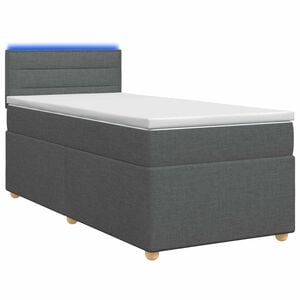 vidaXL Lit de box spring avec matelas et LED Gris fonc&eacute; 90 x 190 cm