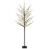 vidaXL Sapin de No&euml;l &agrave; boules LED Noir 18 x 18 x 150 cm Acier 185 LED